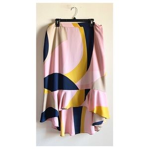 Bar III Colorblocked Trumpet Pink Skirt